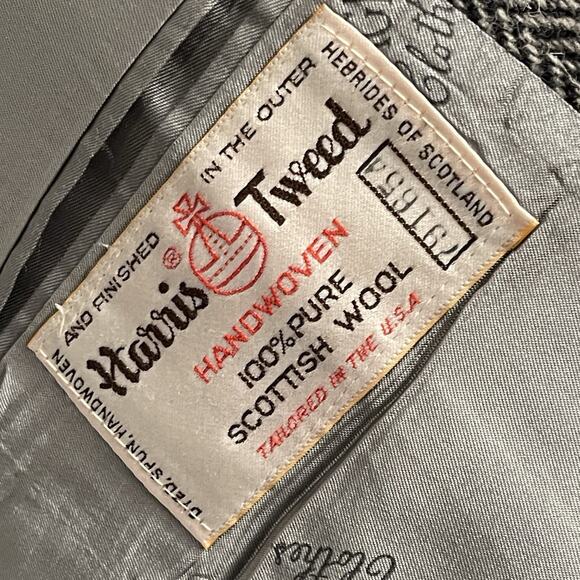 VTG Harris Tweed Sport Coat Blazer Jacket Size 41 Gray Herringbone Wool - Picture 7 of 8